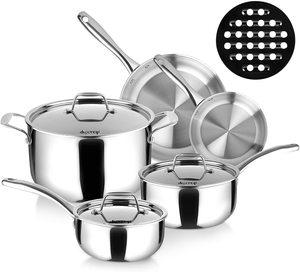 Duxtop Whole-Clad Tri-Ply Stainless Steel Induction Cooktop Set